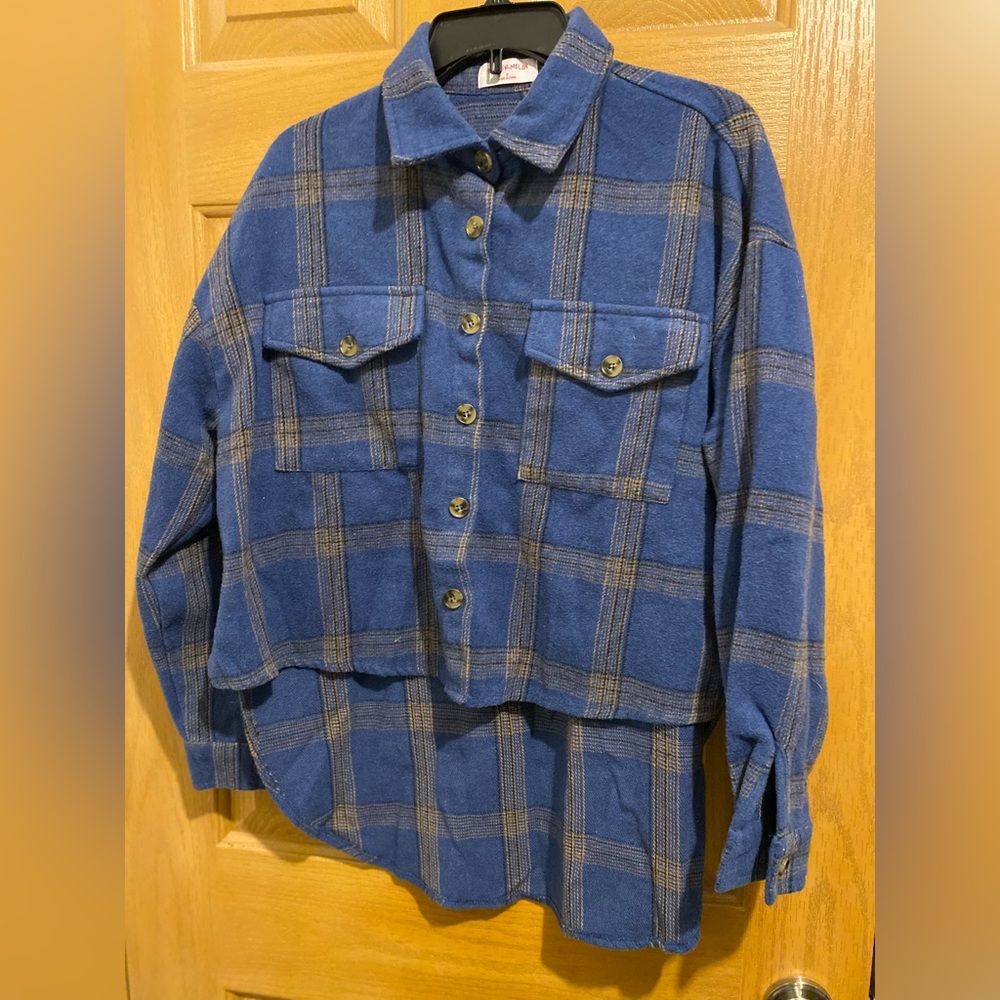 Blue Plaid Button Down Shirt